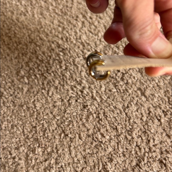 Anthropologie Two-Tone Gold and Silver Double Band Huggie Earrings - Picture 3 of 4